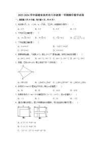 2023-2024学年福建省泉州市永春八年级（上）期中数学试卷（含解析）