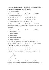 2023-2024学年甘肃省张掖一中九年级（上）期中数学试卷（含解析）