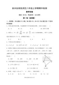 福建省泉州市台商投资区2023--2024学年八年级上学期期中考试数学试卷