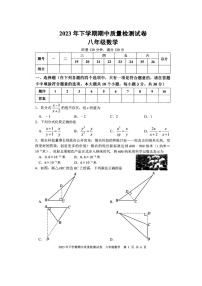 湖南省娄底市涟源市2023-2024学年八年级上学期11月期中数学试题