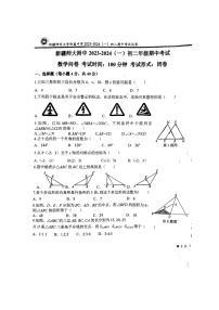 新疆乌鲁木齐市 新疆师范大学附属中学2023--2024学年八年级上册期中数学试卷