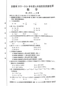 安徽省阜阳市太和县2023-—2024学年七年级上学期11月期中数学试题