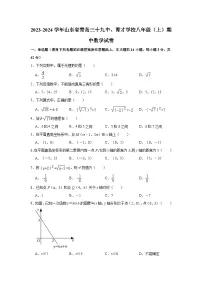 2023-2024学年山东省青岛三十九中、育才学校八年级（上）期中数学试卷（含解析）