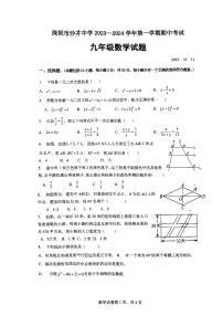 广东省深圳市沙井中学2023-2024学年九年级上学期期中考试数学试题