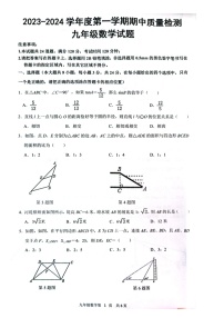 山东省菏泽市单县2023—2024学年九年级上学期11月期中数学试题