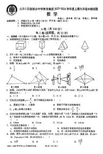 四川省成都市石室联合中学教育集团2023—2024学年上学期九年级数学期中考试题