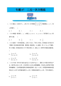 专题07 二元一次方程组（真题演练、精选模拟）--2024年中考数学一轮复习（全国通用）