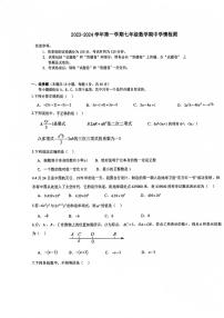 安徽省淮南市龙湖中学2023-2024学年七年级上学期11月期中数学试题