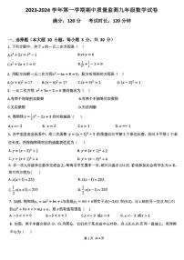 33，广东省珠海市前山中学2023-2024学年九年级上学期11月期中数学试题