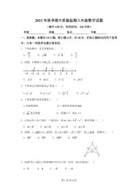 福建省泉州市第九中学2023-2024学年上学期 期中质量监测八年级 数学试卷