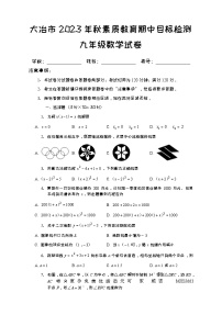 【教研室提供】湖北省黄石市大冶市2023-2024学年九年级上学期期中考试数学试题