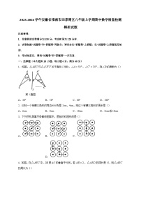 2023-2024学年安徽省淮南市田家庵区八年级上学期期中数学质量检测模拟试题（含解析）