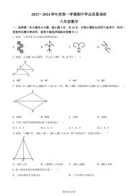 江苏淮安2023-2024学年八年级上学期期中数学试题