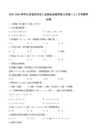 2023-2024学年江苏省苏州市工业园区星港学校七年级（上）月考数学试卷（含解析）