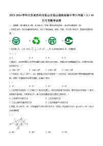 2023-2024学年江苏省苏州市昆山市昆山通海实验中学八年级（上）10月月考数学试卷（含解析）