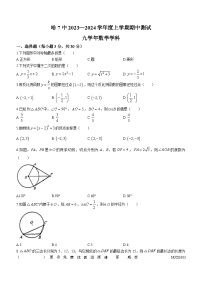 黑龙江省哈尔滨市第七中学2023-2024学年 九年级上学期期中数学试题(无答案)