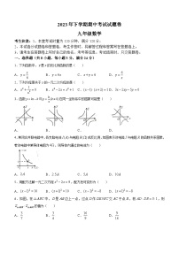 湖南省常德市澧县2023-2024学年九年级上学期期中数学试题