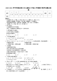 2020-2021学年河南省周口市太康县八年级上学期期中数学试题及答案