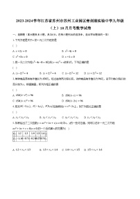 2023-2024学年江苏省苏州市苏州工业园区青剑湖实验中学九年级（上）10月月考数学试卷（含解析）