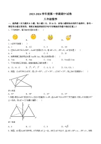 江苏省南京市建邺区金陵中学河西分校2023-2024学年八年级上学期期中数学试题