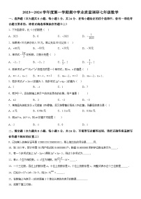 江苏省淮安市淮安区2023-2024学年七年级上学期期中数学学业质量调研试卷（含答案解析）