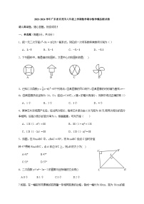 2023-2024学年广东省东莞市八年级上学期数学期中数学模拟测试卷（A卷）含答案（含答案）