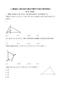 数学九年级下册第一章 直角三角形的边角关系4 解直角三角形优秀达标测试