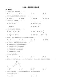 广西壮族自治区七年级上学期期末数学试题附参考答案