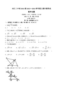 四川省内江市东兴区东兴初级中学校2023-2024学年九年级上学期期中数学试题(无答案)