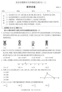 2022北京朝阳区初三二模数学试卷