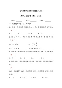 华东师大版 8.七年级数学下册期末检测题(二)(HS)