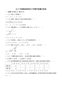 2017年湖南省株洲市中考数学真题及答案