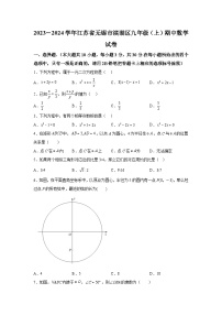 江苏省无锡市滨湖区2023-2024学年九年级上学期期中数学试题（含解析）