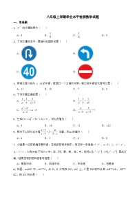 陕西省渭南市2023年八年级上学期学业水平检测数学试题附答案