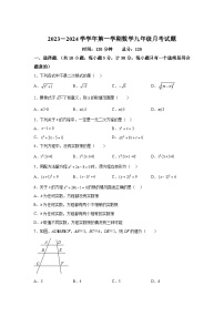 山西省临汾市洪洞县2024届九年级上学期月考数学试卷(含解析)