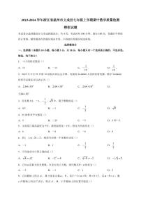 2023-2024学年浙江省温州市文成县七年级上学期期中数学质量检测模拟试题（含答案）