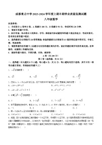 四川省成都市武侯区重点中学2023-2024学年八年级上学期期中数学试题(无答案)