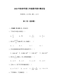 山东省济宁市特殊教育学校2023-2024学年八年级上学期期中考试数学试题