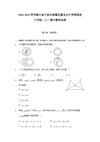 浙江省宁波市海曙区雅戈尔中学等四校2022-2023学年八年级上学期期中考试数学试卷(含解析)