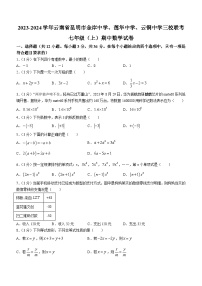 云南省昆明市西山区昆明金岸中学、莲华中学、云铜中学三校联考2023-2024学年七年级上学期期中数学试题