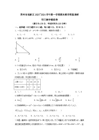 江苏省苏州市高新区2023-2024学年上学期九年级期末考试数学模拟试卷