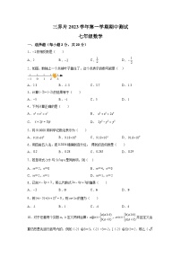 浙江省绍兴市嵊州市三界片2023-2024学年七年级上学期期中数学试题（含解析）