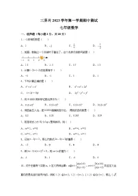 浙江省绍兴市嵊州市三界片2023-2024学年七年级上学期期中数学试题（含解析）
