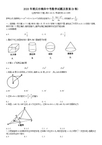 2020年重庆市南岸中考数学试题及答案(B卷)