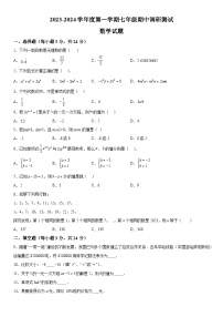 江苏省淮安市淮阴区2023-2024学年七年级上册期中数学试题（含解析）