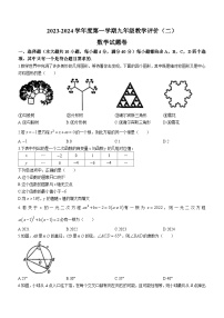 安徽省芜湖市无为市2023-2024学年九年级上学期月考数学试题(无答案)