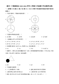 惠州一中南湖校区 2023-2024学年上学期八年级期中考试数学试卷