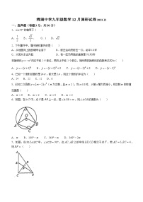 浙江省金华市义乌市绣湖中学教育集团2023-2024学年九年级上学期12月月考数学试题(无答案)