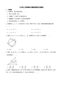 浙江省宁波市2023年九年级上学期期末质量检测数学试题卷附答案