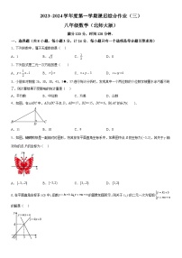 陕西省西安市碑林区2023-2024学年八年级上册月考数学试题（含解析）